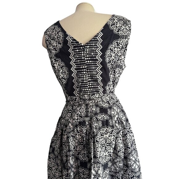 Robbie Bee Paisley Sleeveless Belted Dress Sz 14 (Large) Womens Navy Blue - Picture 10 of 12